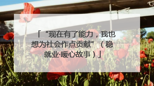 “现在有了能力，我也想为社会作点贡献”（稳就业·暖心故事）