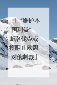 “维护本国利益” 斯洛伐克或将阻止欧盟对俄制裁