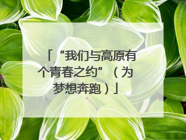 “我们与高原有个青春之约”（为梦想奔跑）