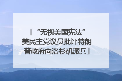 “无视美国宪法” 美民主党议员批评特朗普政府向洛杉矶派兵