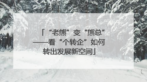 “老熊”变“熊总”——看“个转企”如何转出发展新空间