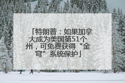 特朗普：如果加拿大成为美国第51个州，可免费获得“金穹”系统保护