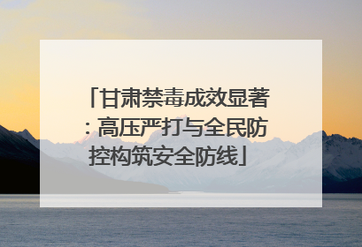 甘肃禁毒成效显著：高压严打与全民防控构筑安全防线