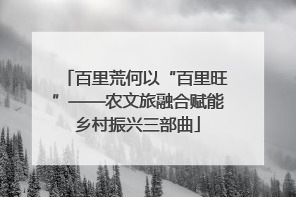 百里荒何以“百里旺”——农文旅融合赋能乡村振兴三部曲