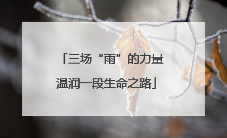 三场“雨”的力量温润一段生命之路
