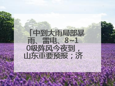 中到大雨局部暴雨、雷电、8~10级阵风今夜到，山东重要预报；济南连续2天有雨