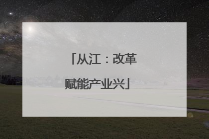 从江：改革赋能产业兴