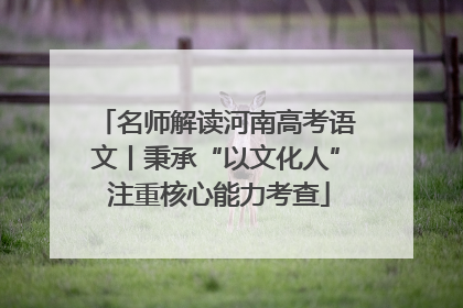 名师解读河南高考语文丨秉承“以文化人” 注重核心能力考查