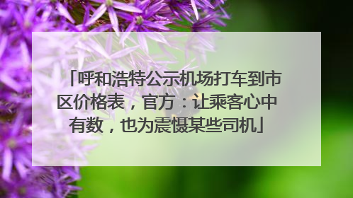 呼和浩特公示机场打车到市区价格表，官方：让乘客心中有数，也为震慑某些司机