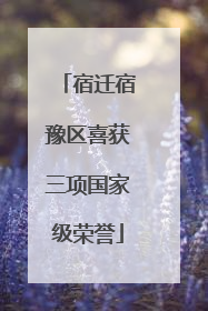 宿迁宿豫区喜获三项国家级荣誉