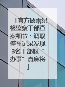 官方披露纪检监察干部查案细节：调取停车记录发现3名干部假“办事”真麻将