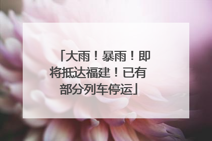 大雨！暴雨！即将抵达福建！已有部分列车停运