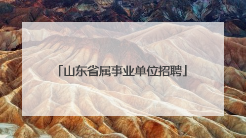 山东省属事业单位招聘