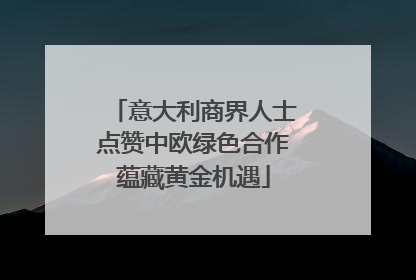 意大利商界人士点赞中欧绿色合作蕴藏黄金机遇