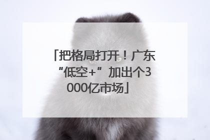 把格局打开！广东“低空+”加出个3000亿市场