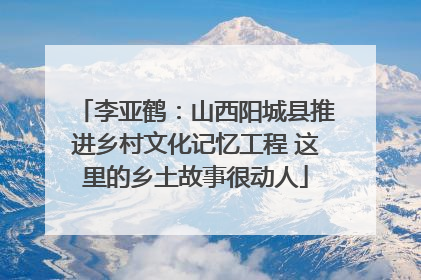 李亚鹤：山西阳城县推进乡村文化记忆工程 这里的乡土故事很动人