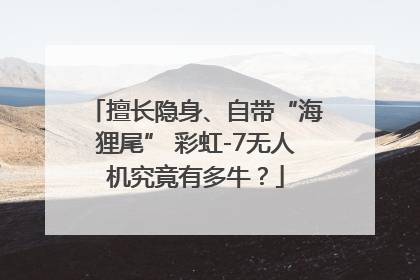 擅长隐身、自带“海狸尾” 彩虹-7无人机究竟有多牛？
