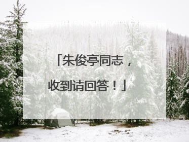 朱俊亭同志，收到请回答！