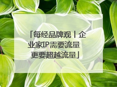 每经品牌观丨企业家IP需要流量 更要超越流量