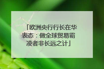 欧洲央行行长在华表态：做全球贸易霸凌者非长远之计