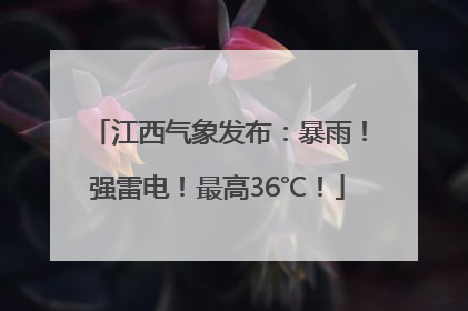 江西气象发布：暴雨！强雷电！最高36℃！