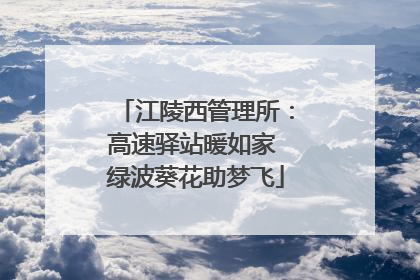江陵西管理所：高速驿站暖如家 绿波葵花助梦飞