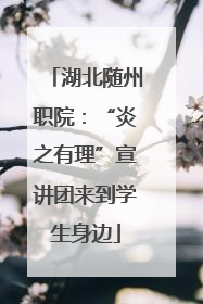 湖北随州职院：“炎之有理”宣讲团来到学生身边