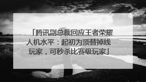 腾讯副总裁回应王者荣耀人机水平：起初为顶替掉线玩家，可秒杀比赛级玩家