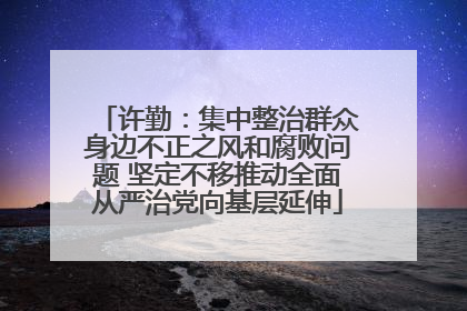 许勤：集中整治群众身边不正之风和腐败问题 坚定不移推动全面从严治党向基层延伸