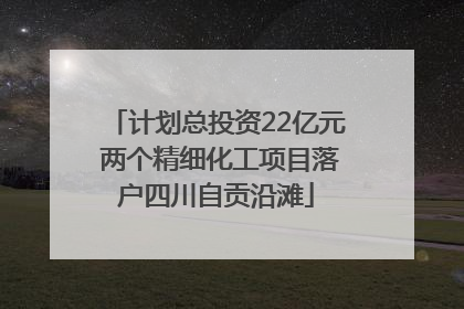 计划总投资22亿元 两个精细化工项目落户四川自贡沿滩