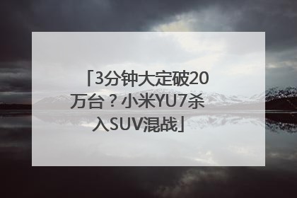 3分钟大定破20万台？小米YU7杀入SUV混战