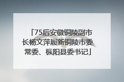 75后安徽铜陵副市长杨文萍履新铜陵市委常委、枞阳县委书记